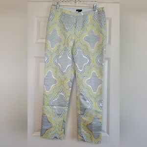 Raoul Cotton Blend Blue, Yellow, & Metallic Silver Printed Pants - Size 8